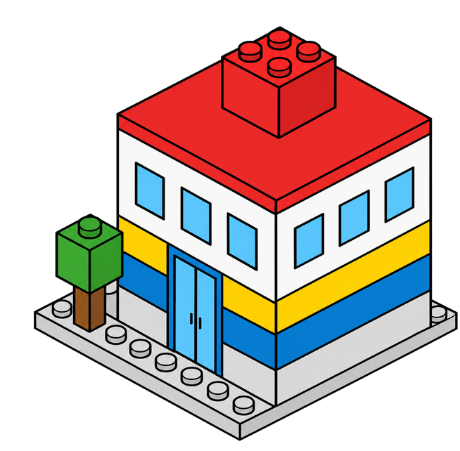 A small office built from all of the pieces